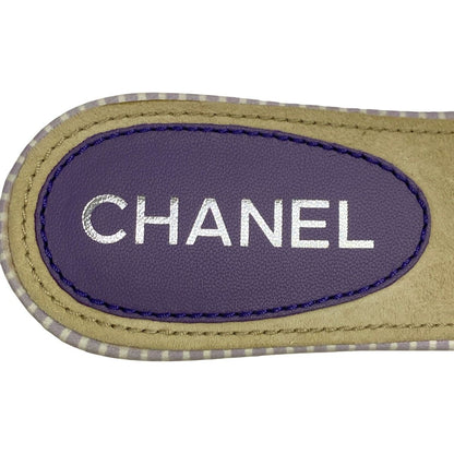 Chanel Mules 35 Violet Stripe Silver Leather — view 5