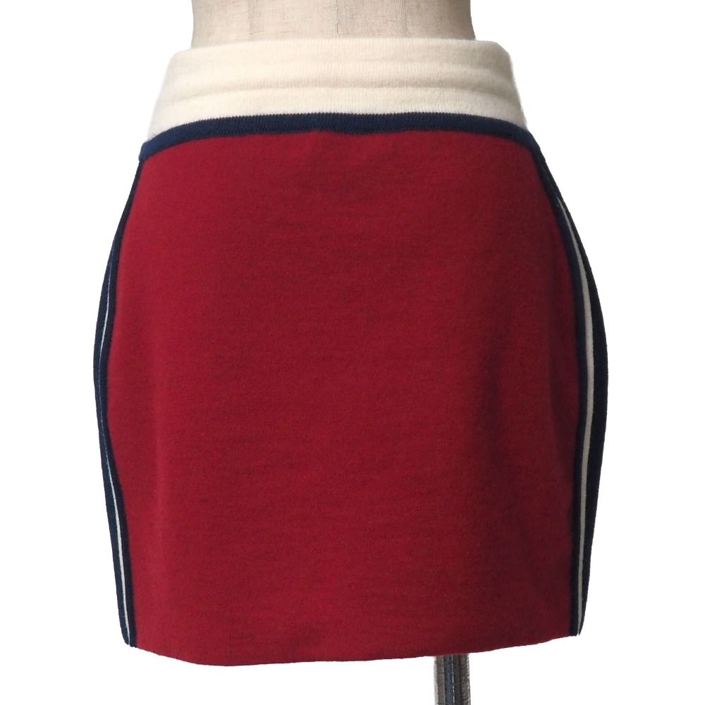 Celine Mini Skirt S Triomphe Embroidery Side Line Knit Tricolor — view 2