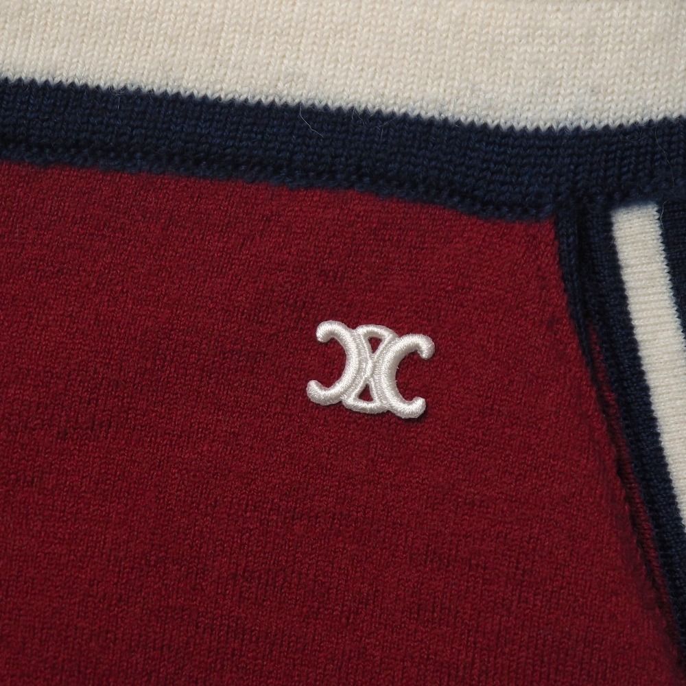 Celine Mini Skirt S Triomphe Embroidery Side Line Knit Tricolor — view 4