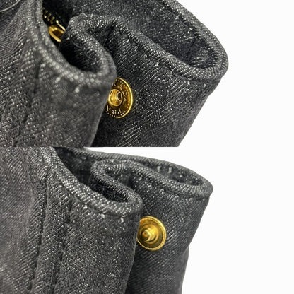 Prada Canapa Denim Tote Shoulder Bag Black Canvas — view 9