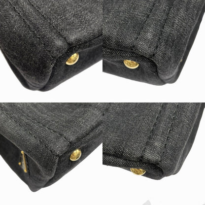 Prada Canapa Denim Tote Shoulder Bag Black Canvas — view 7