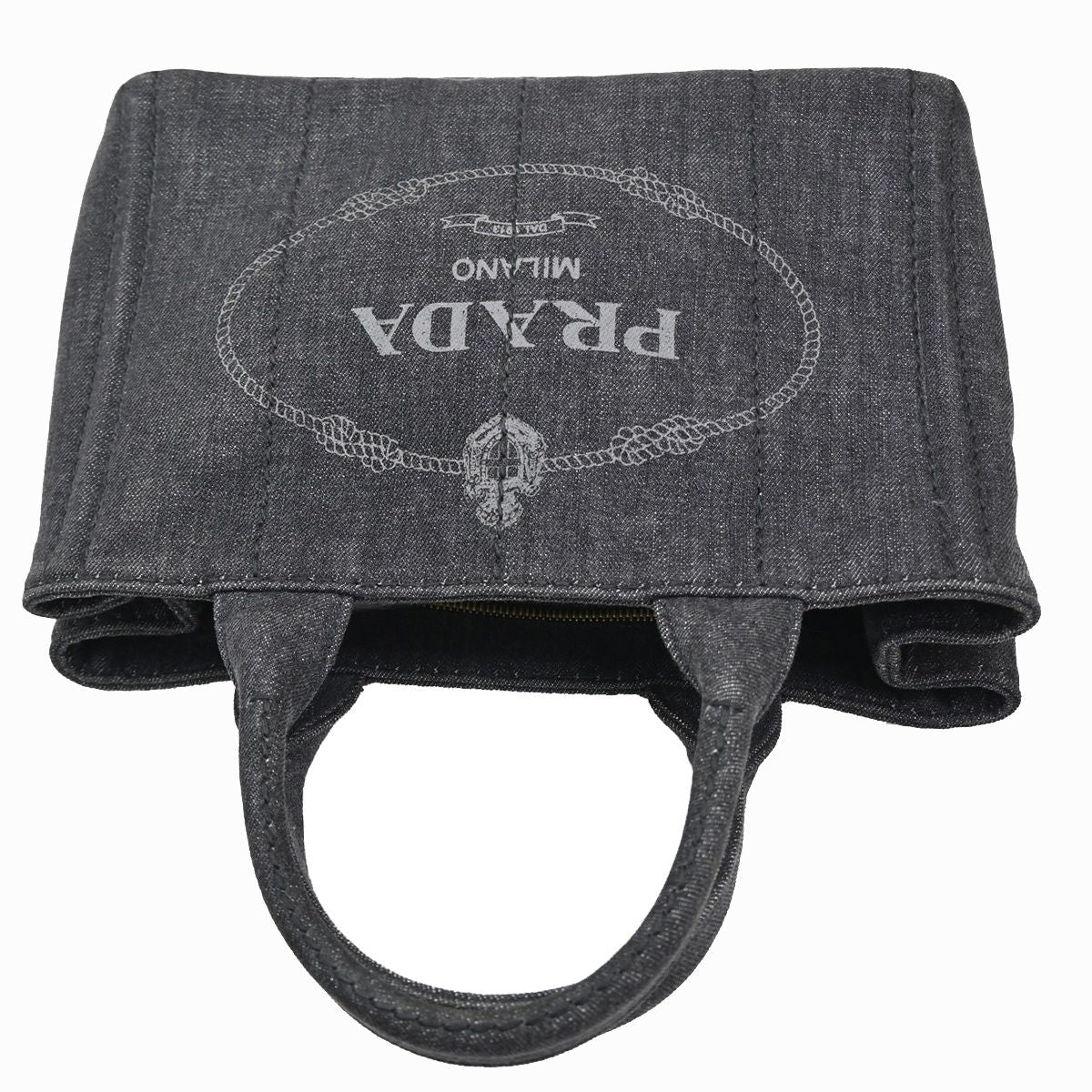 Prada Canapa Denim Tote Shoulder Bag Black Canvas — view 5