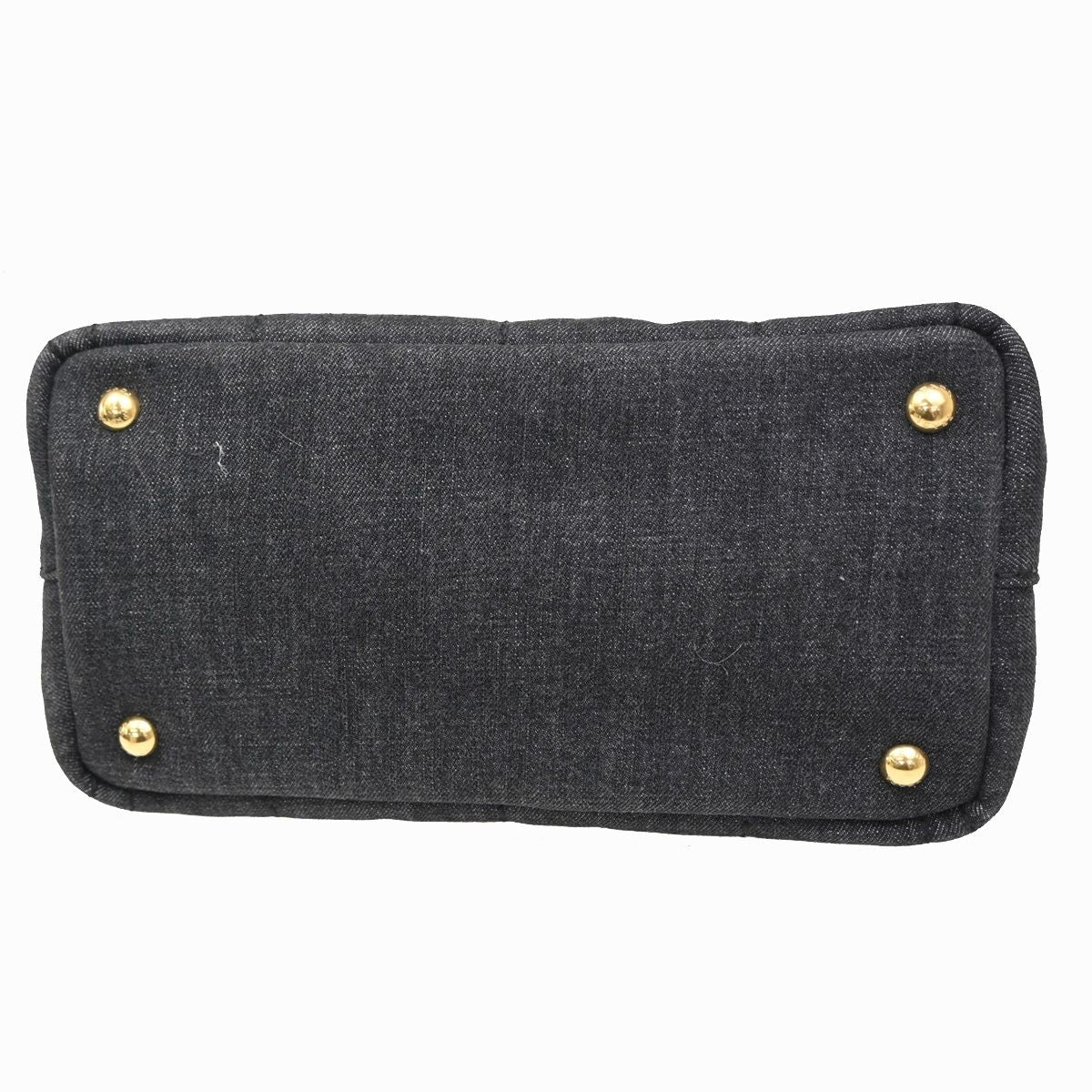 Prada Canapa Denim Tote Shoulder Bag Black Canvas — view 6