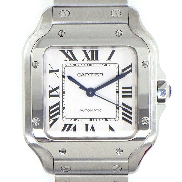 Cartier Watch Santos MM Square White Dial Roman Index SS Automatic Winding