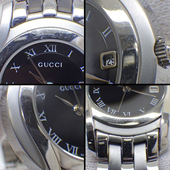 Gucci Watch Class Date Roman Index Black Dial SS Quartz Analog — view 7