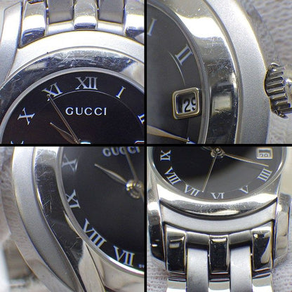 Gucci Watch Class Date Roman Index Black Dial SS Quartz Analog — view 7