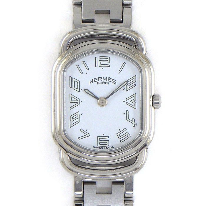 Hermes Watch Rari White Dial Link Bracelet SS Quartz Analog