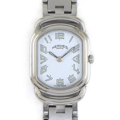 Hermes Watch Rari White Dial Link Bracelet SS Quartz Analog