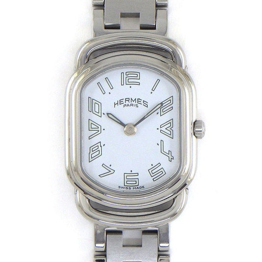 Hermes Watch Rari White Dial Link Bracelet SS Quartz Analog