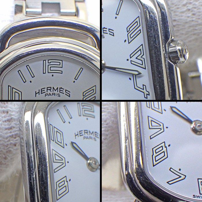 Hermes Watch Rari White Dial Link Bracelet SS Quartz Analog — view 7