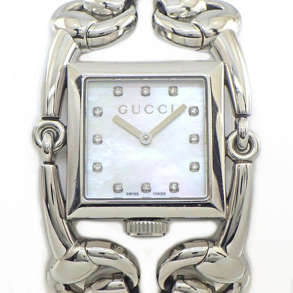 Gucci Watch Signoria 116.3 12 Points Diamond Index Square White Shell Dial SS