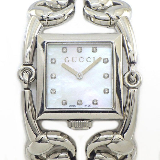 Gucci Watch Signoria 116.3 12 Points Diamond Index Square White Shell Dial SS