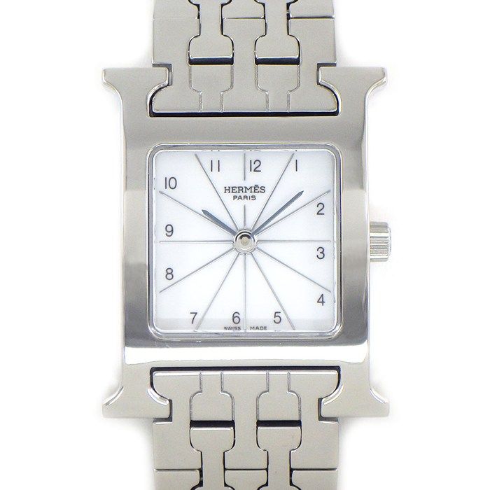 Hermes Watch Square White Dial SS Quartz Analog