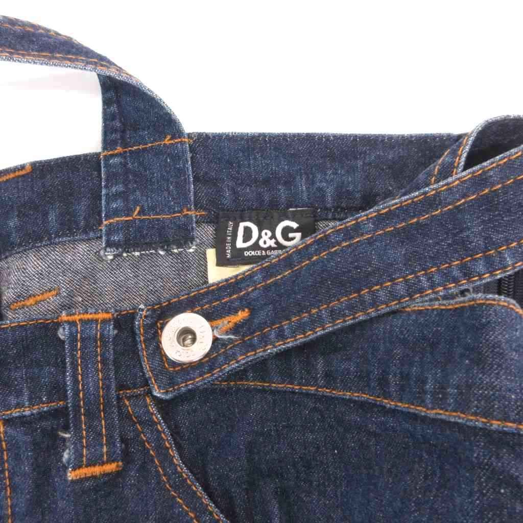 Dolce & Gabbana D&G Denim Dress Tight Logo Button Knee Length 38 24 Indigo — view 5