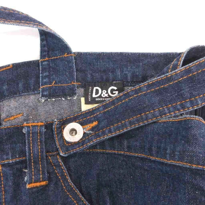 Dolce & Gabbana D&G Denim Dress Tight Logo Button Knee Length 38 24 Indigo — view 5
