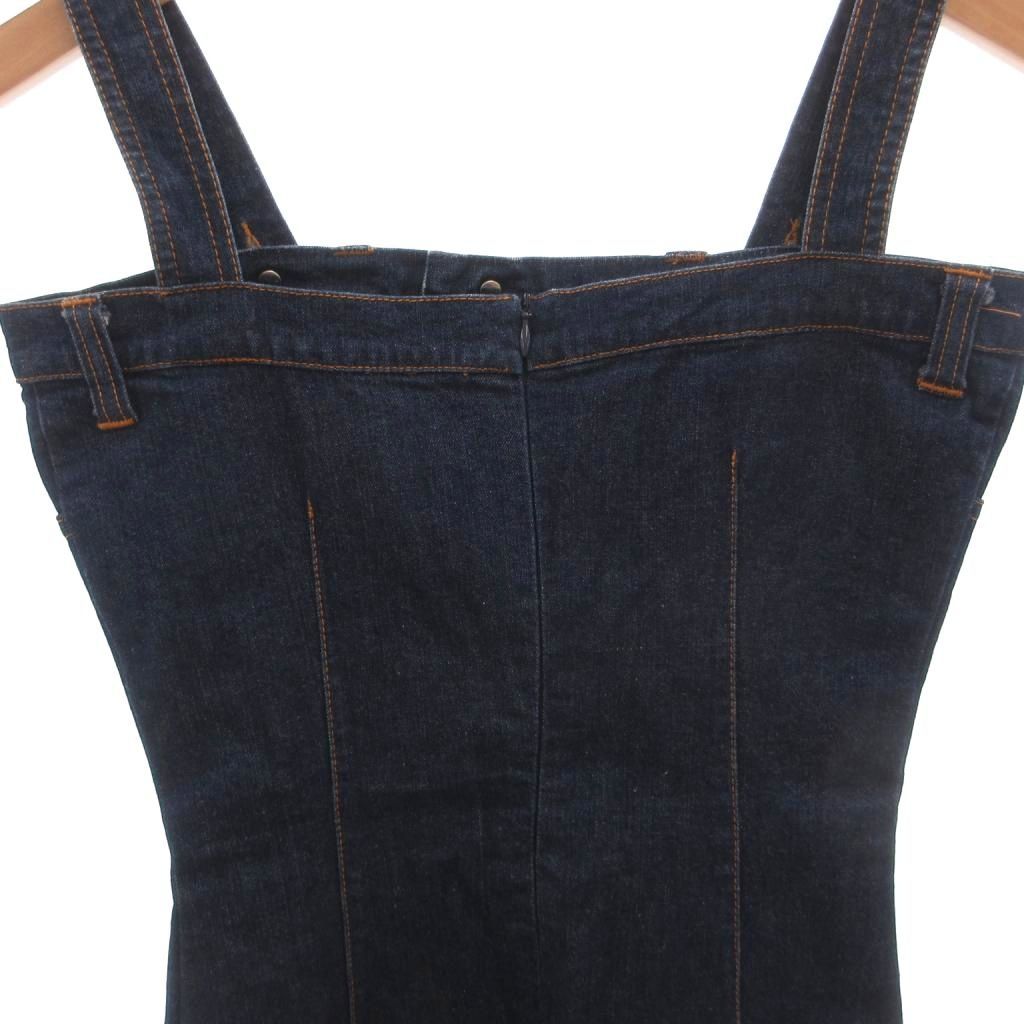 Dolce & Gabbana D&G Denim Dress Tight Logo Button Knee Length 38 24 Indigo — view 4