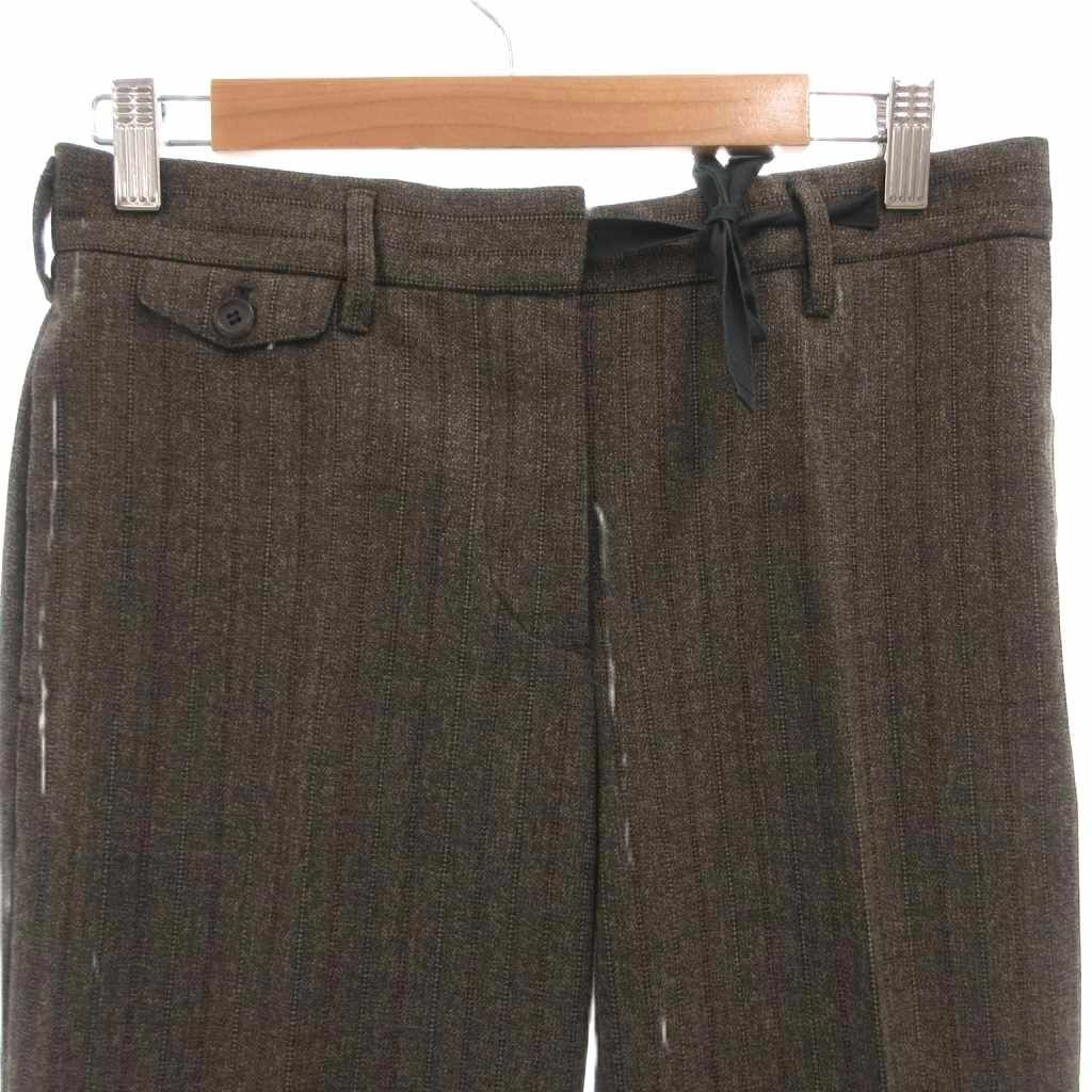 Prada Pants Trousers Wool Stripe 42 Brown — view 3