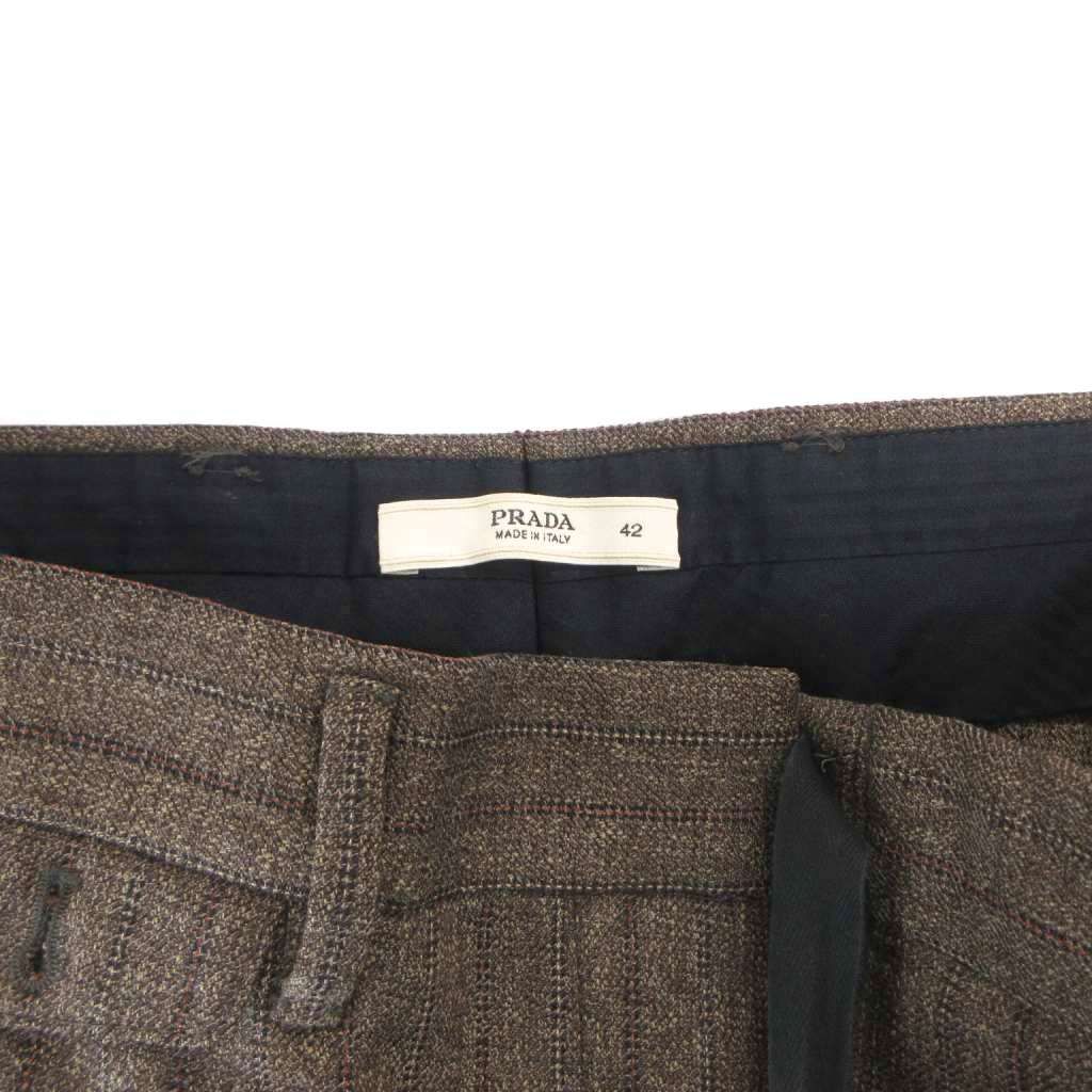 Prada Pants Trousers Wool Stripe 42 Brown — view 5