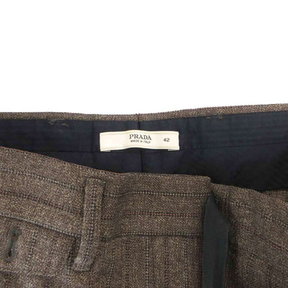 Prada Pants Trousers Wool Stripe 42 Brown — view 5