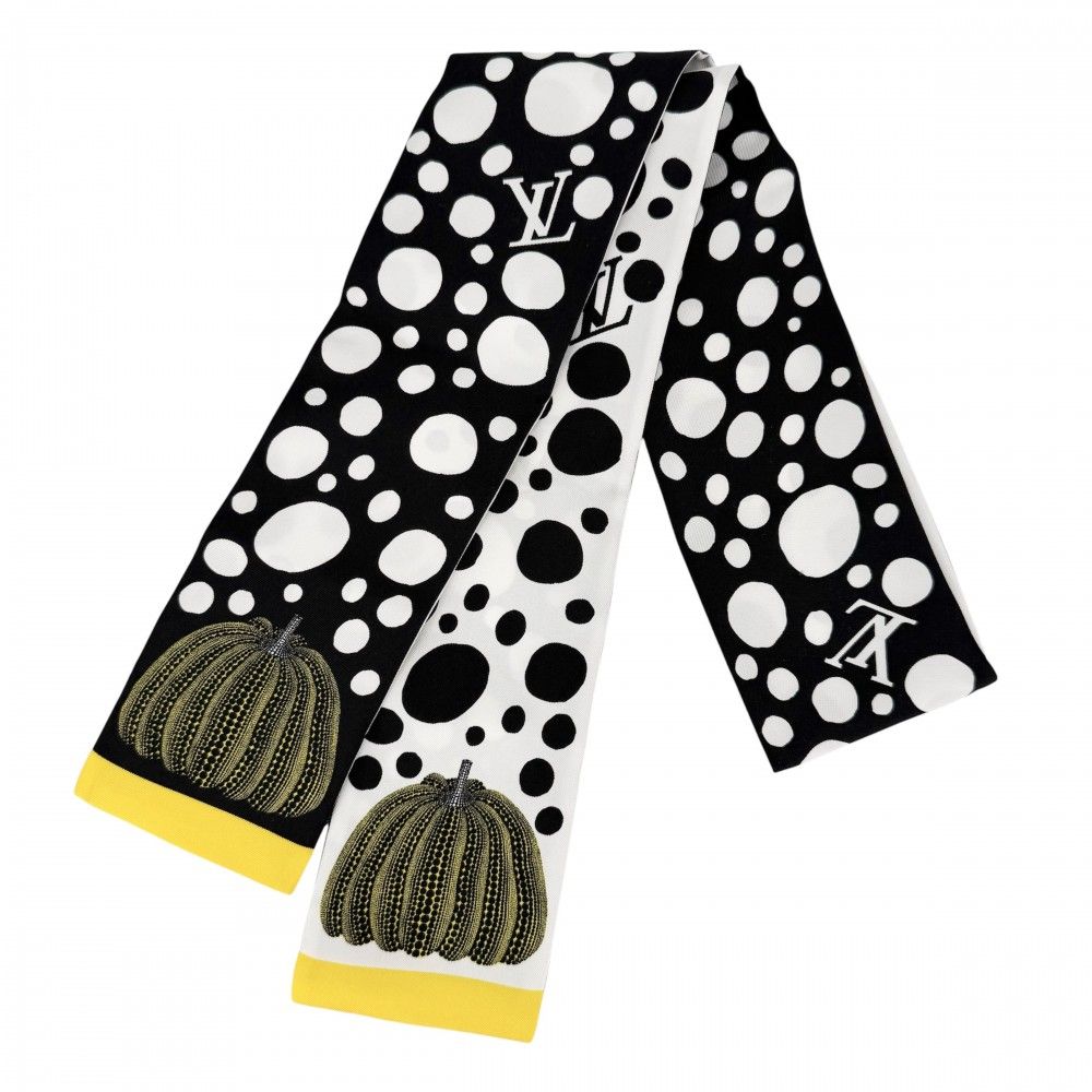 Louis Vuitton Scarf Yayoi Kusama Bandeau Infinity Dot LV Yk Silk Black Yellow