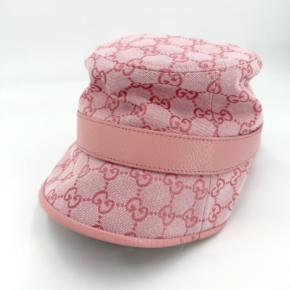 Gucci Hat GG Canvas Bucket Hat M All Over Pattern Hat Cotton Pink — view 6