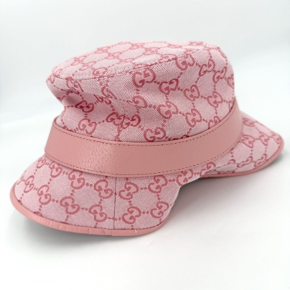 Gucci Hat GG Canvas Bucket Hat M All Over Pattern Hat Cotton Pink — view 5