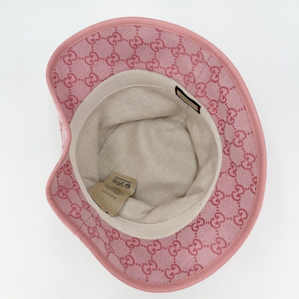 Gucci Hat GG Canvas Bucket Hat M All Over Pattern Hat Cotton Pink — view 2