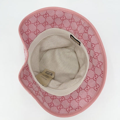 Gucci Hat GG Canvas Bucket Hat M All Over Pattern Hat Cotton Pink — view 2