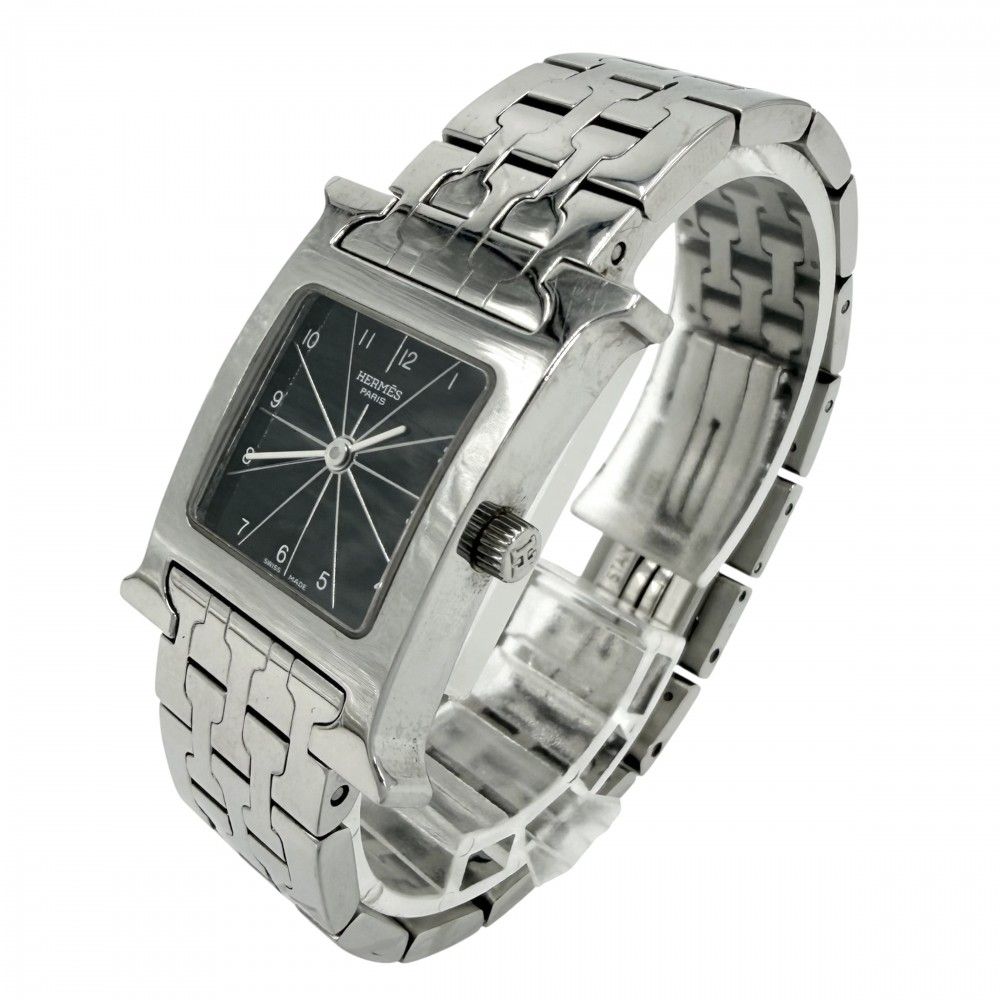 Hermes Watch Quartz Black Dial SS Stainless Steel Silver — view 2