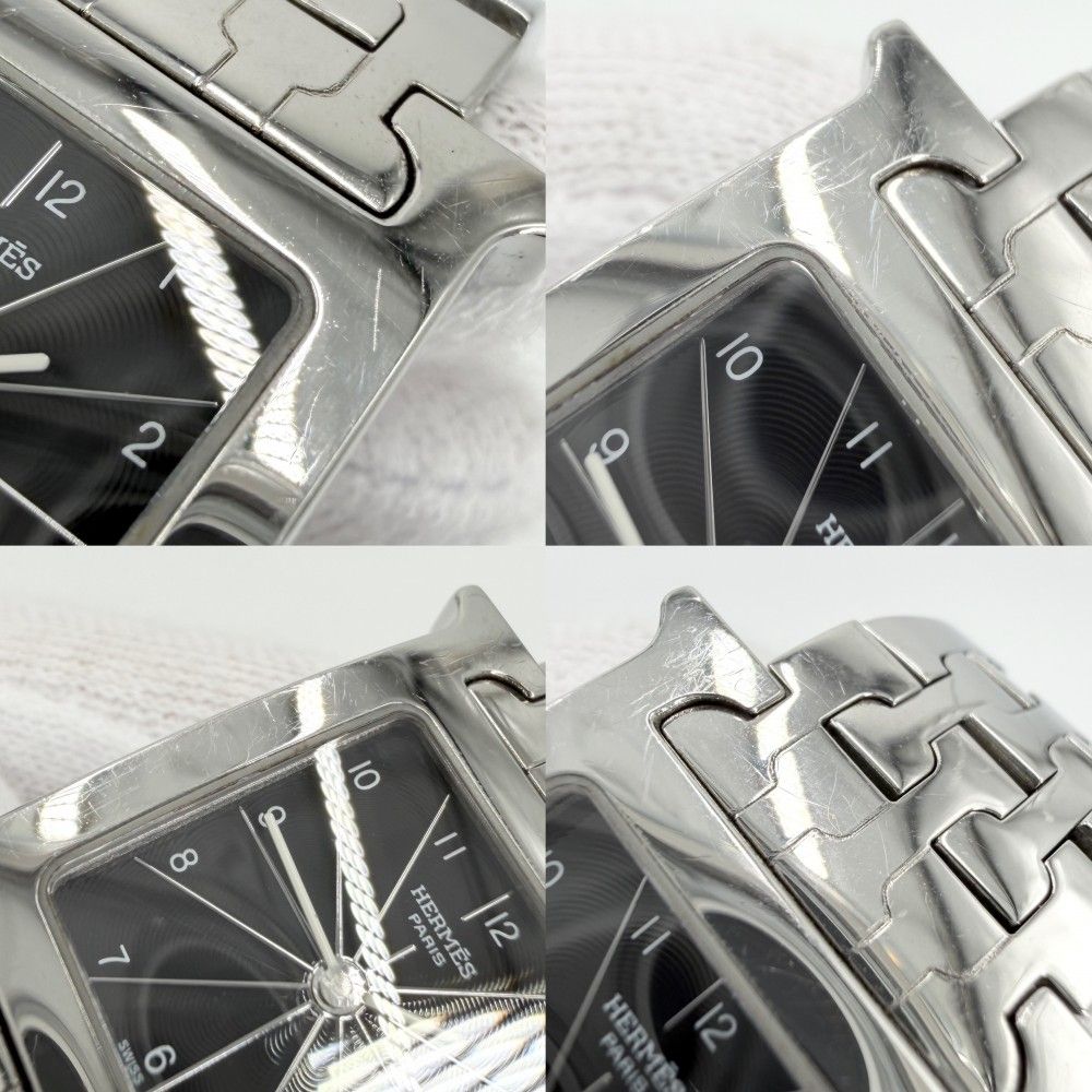 Hermes Watch Quartz Black Dial SS Stainless Steel Silver — view 7