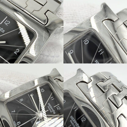 Hermes Watch Quartz Black Dial SS Stainless Steel Silver — view 7