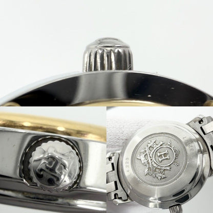 Hermes Watch Clipper Motif Date SS Quartz Stainless Steel Silver Gold — view 5