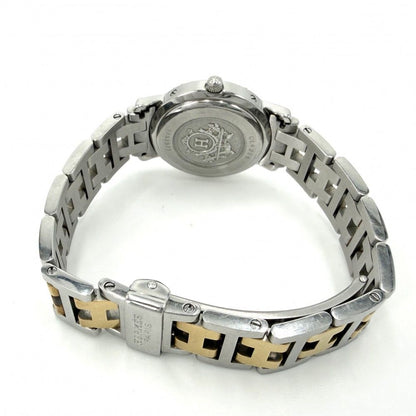 Hermes Watch Clipper Motif Date SS Quartz Stainless Steel Silver Gold — view 3