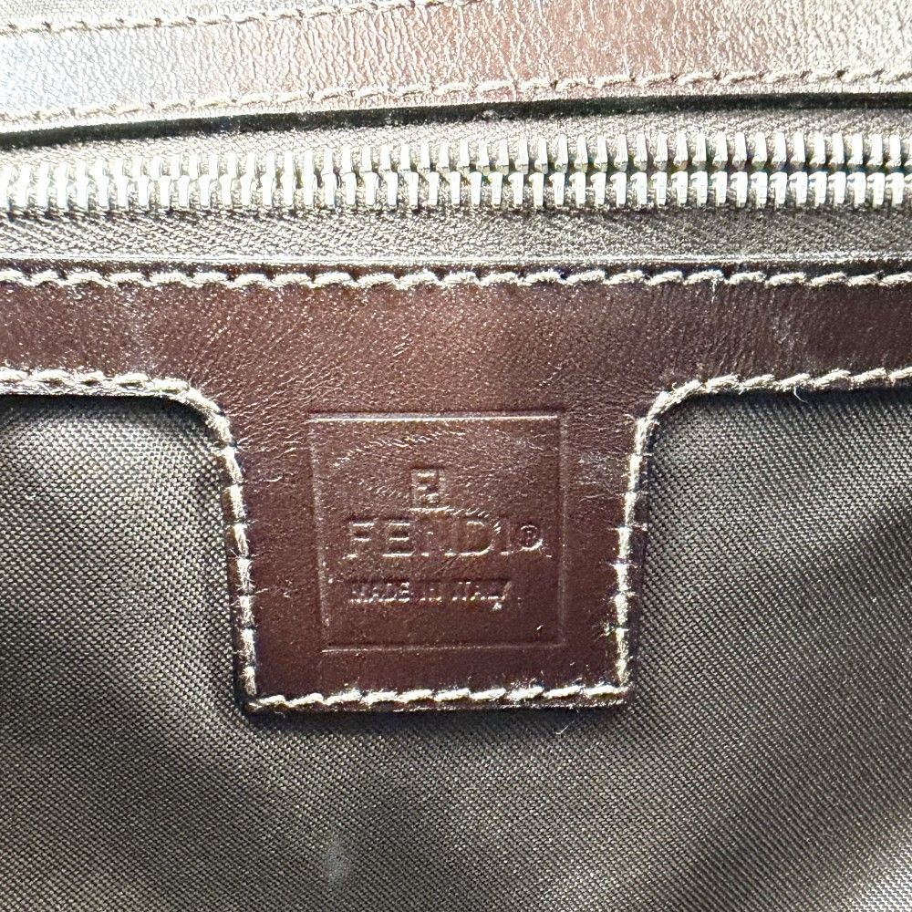 Fendi Moon Shoulder Bag Zucca Pattern Canvas Leather Brown Silver — view 5