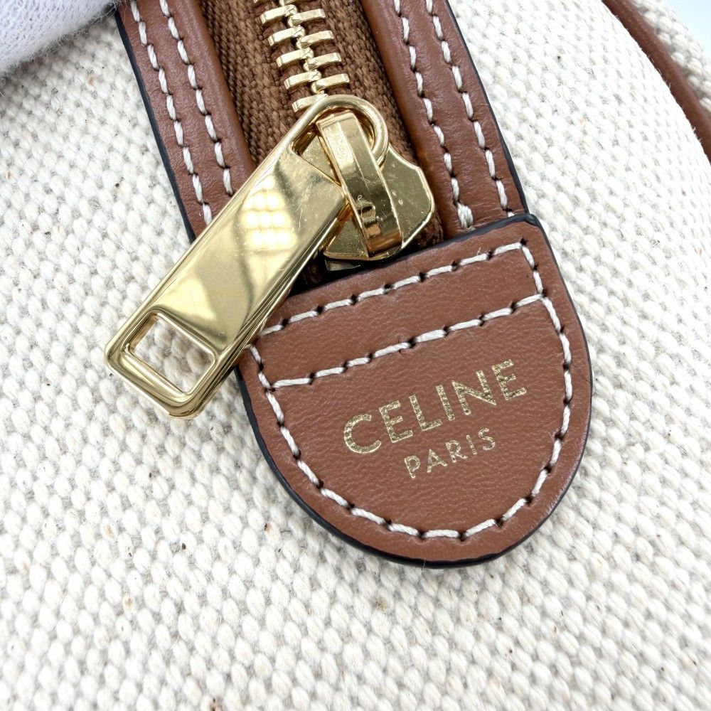 Celine 2-Way Triomphe Cuir Small Mini Boston Shoulder Bag Crossbody Canvas — view 5