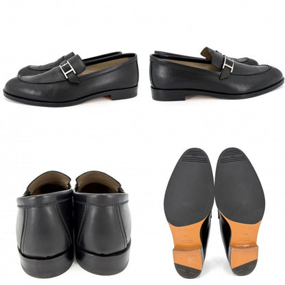 Hermes Loafers Monterey Moccasins Shoes 41.5 Leather Black Silver — view 2