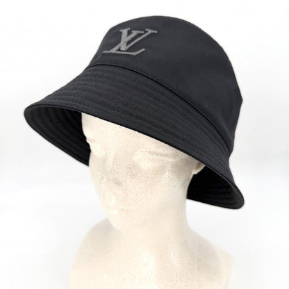 Louis Vuitton Hat Logo Embroidery Bucket Hat Only LV S Hat Cotton Black — view 2