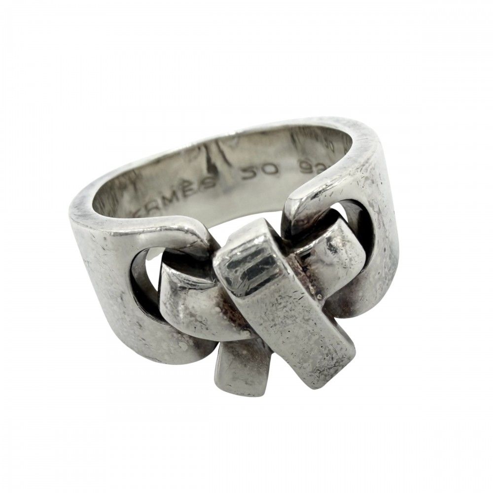 Hermes Ring Ribbon Vintage 50 925 Sterling Silver