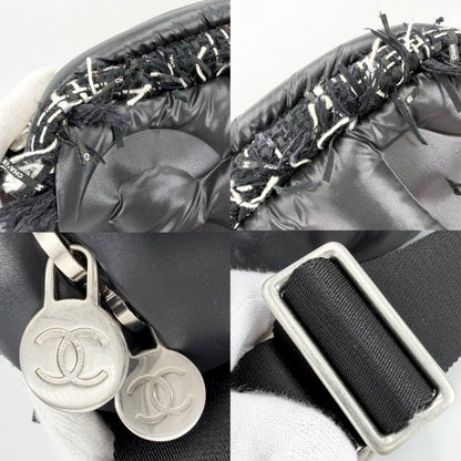 Chanel Shoulder Bag Coconage Tweed Logo Crossbody Nylon Black Silver — view 6
