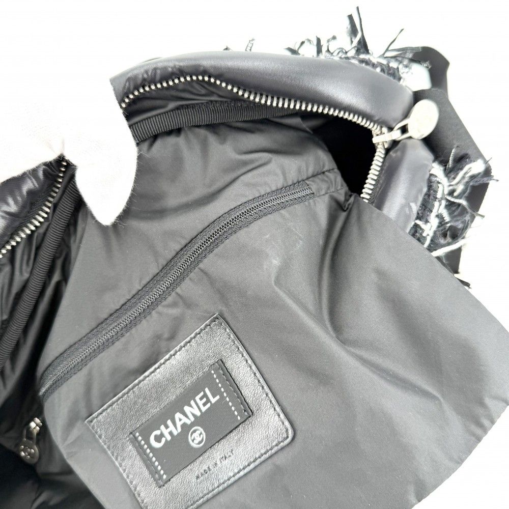 Chanel Shoulder Bag Coconage Tweed Logo Crossbody Nylon Black Silver — view 8
