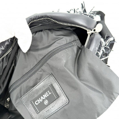 Chanel Shoulder Bag Coconage Tweed Logo Crossbody Nylon Black Silver — view 8