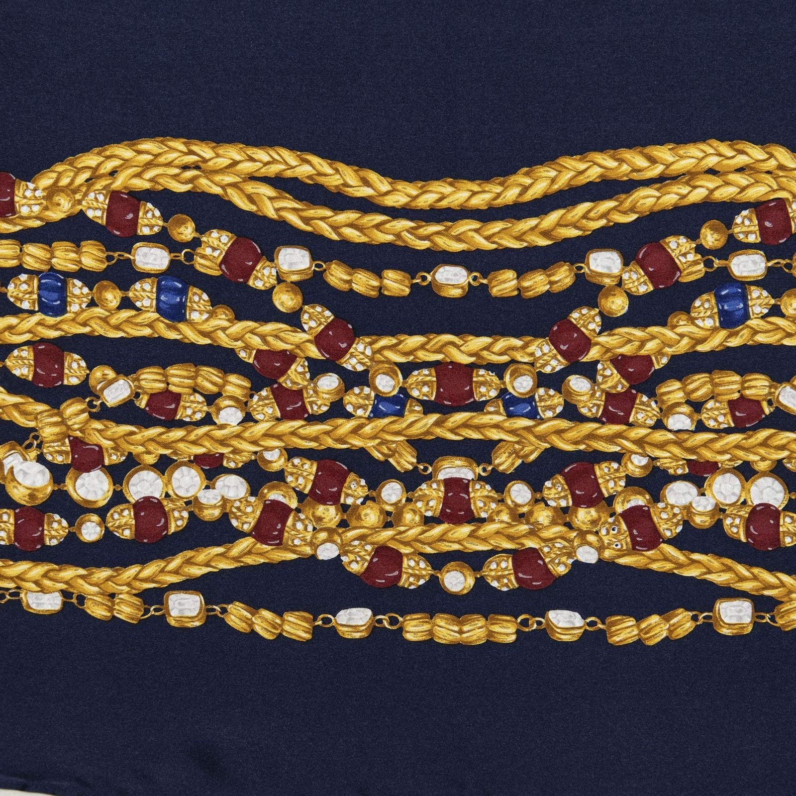 Chanel Scarf Navy Gold Silk — view 3