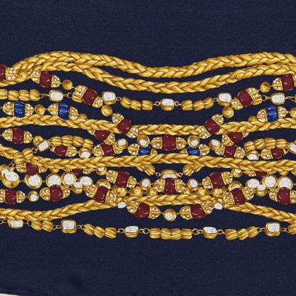 Chanel Scarf Navy Gold Silk — view 3