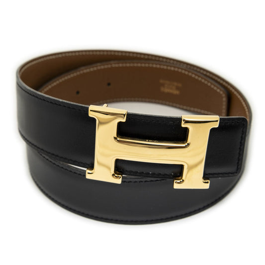 Hermes Constance Belt 32 mm Black Brown Box Leather