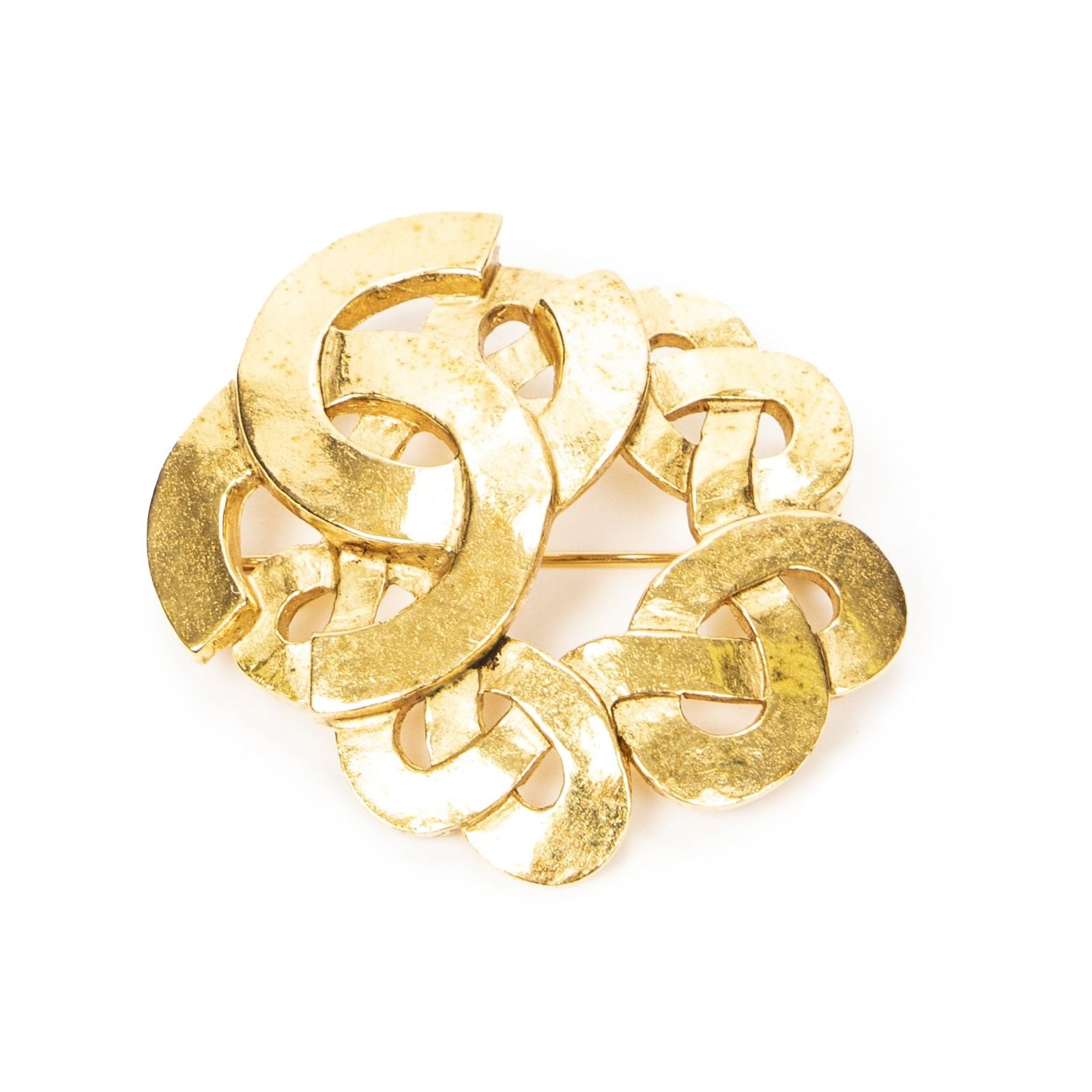 Chanel Mini CC Twist Brooch Gold Plated