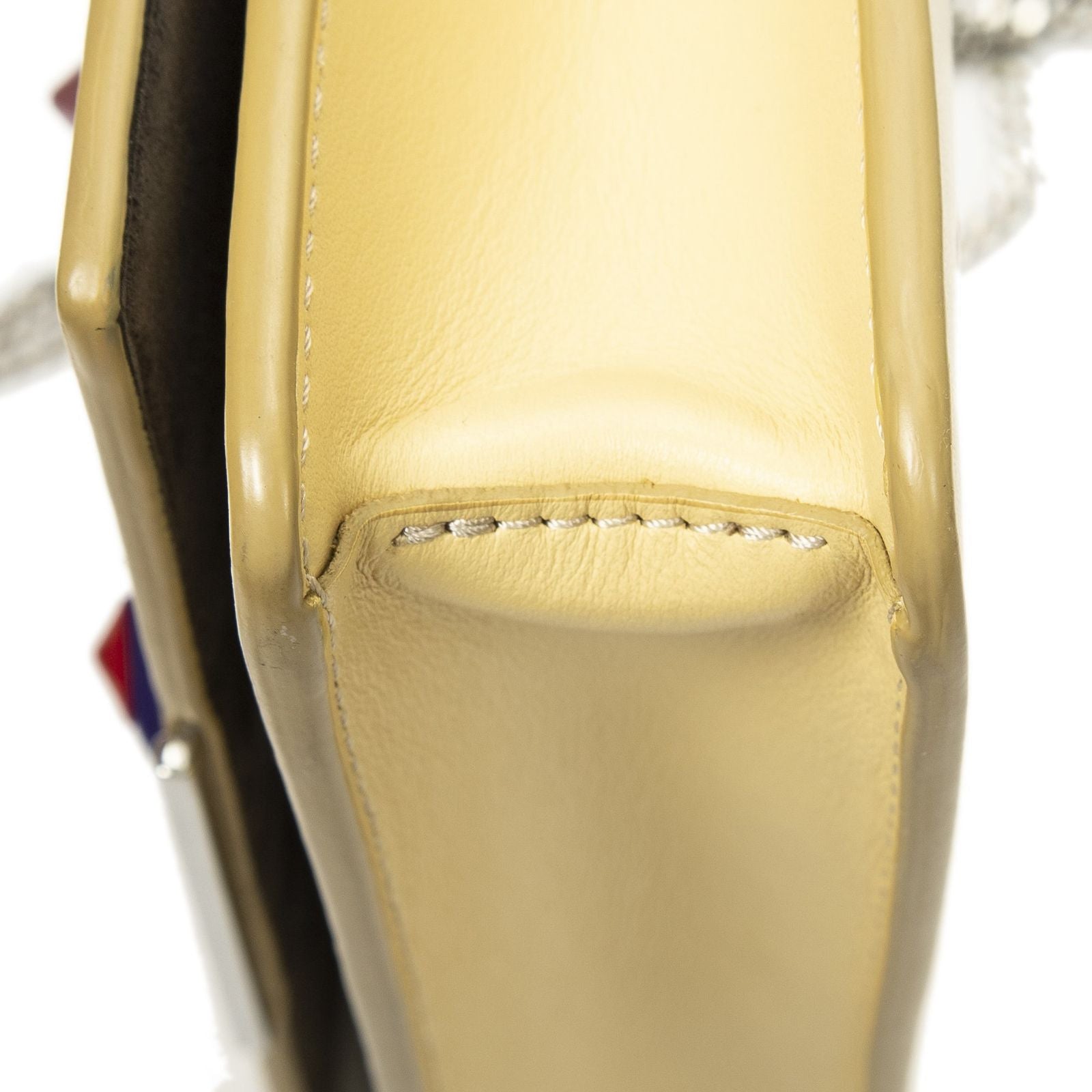 Fendi Monster Star Eyes Studded Chain Wallet Yellow Calfskin Leather — view 8
