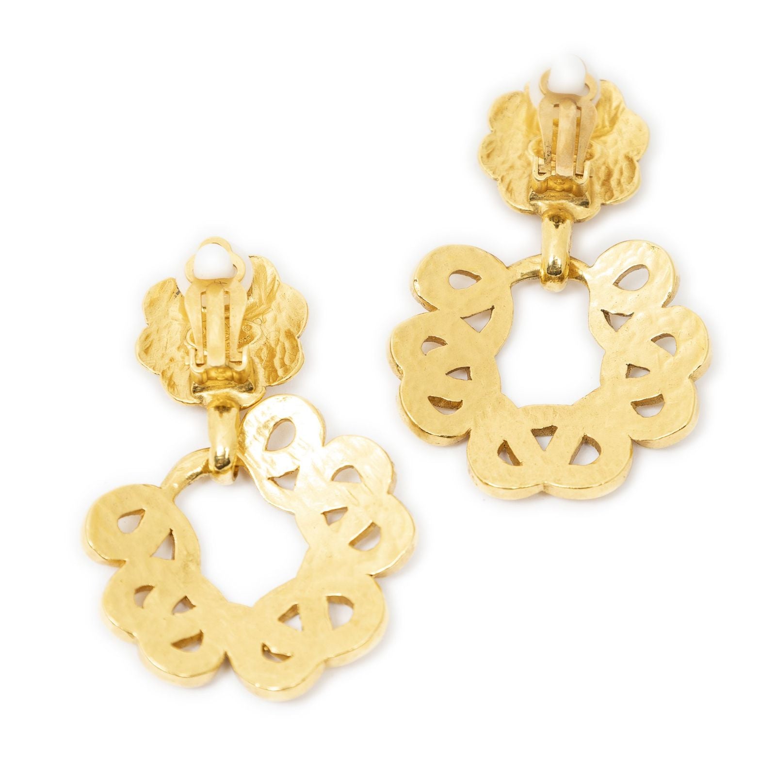 Chanel CC Twist Dangle Clip on Earrings Gold Plated — view 2