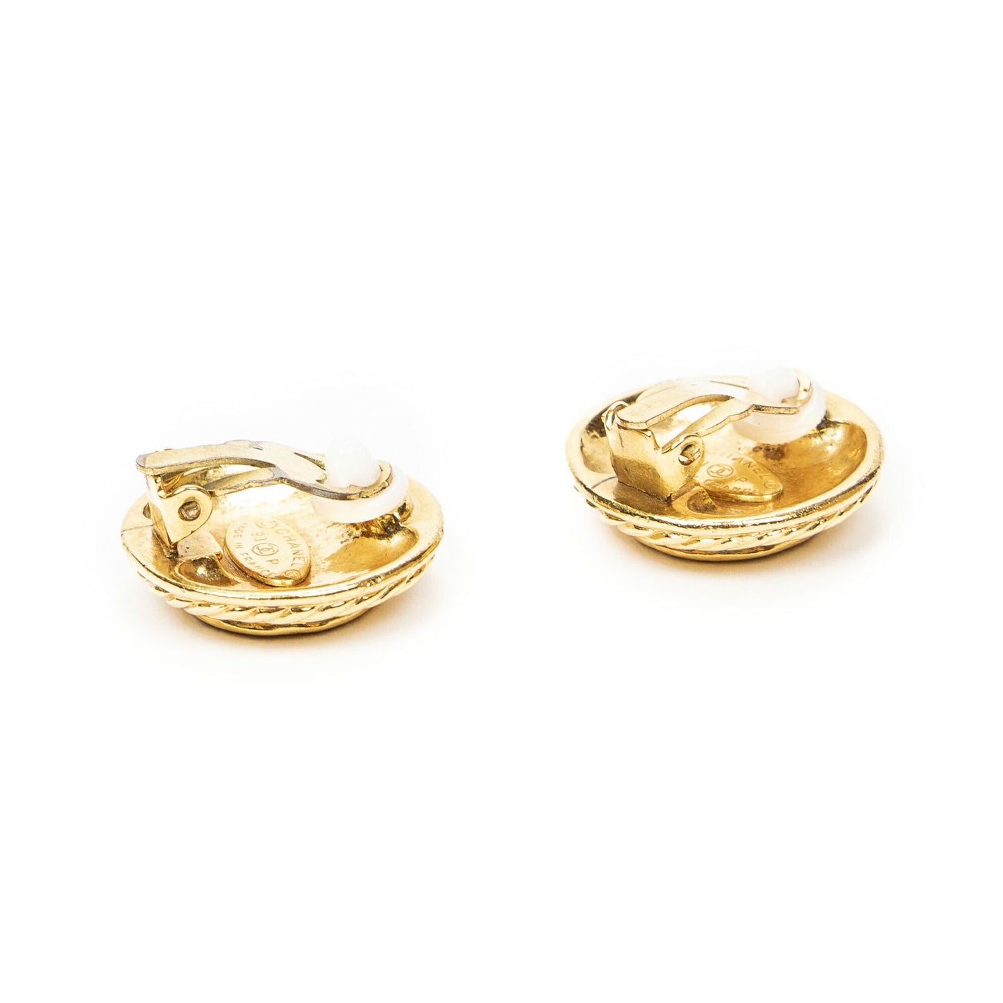 Chanel CC Logo Round Clip Type Earrings Gold Plated — view 2