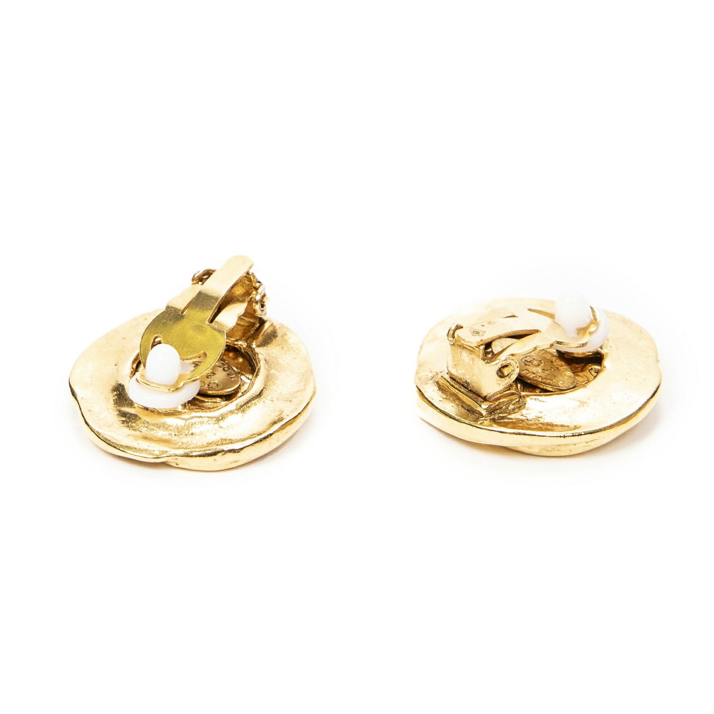 Chanel CC Logo Round Clip Type Earrings Gold Plated — view 2
