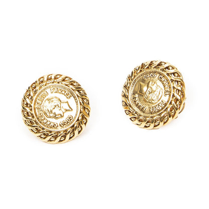 Chanel Small CC Round Clip on Earrings Gold Plated